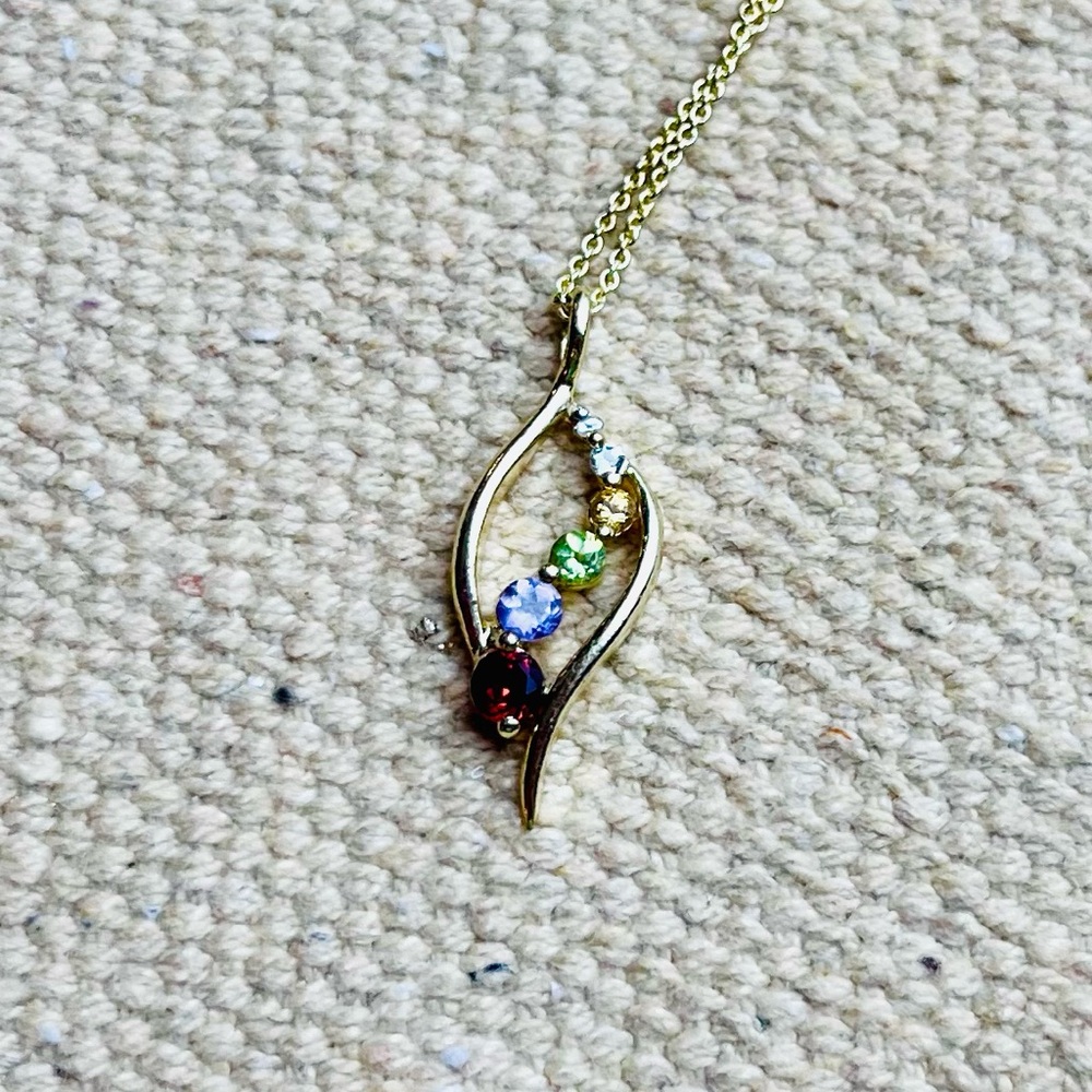 VTG 1990s 925 Sterling Silver Gold-Plated Necklace with Multi-Color Gemstones